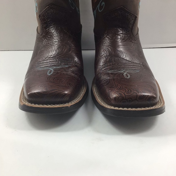 Ariat women’s fatbaby original square toe dark brown chocolate chip boots SZ.7B - Picture 3 of 5